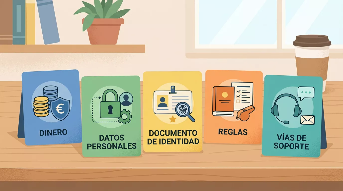 Mapa visual de riesgos sobre dinero, datos personales y reglas de juego
