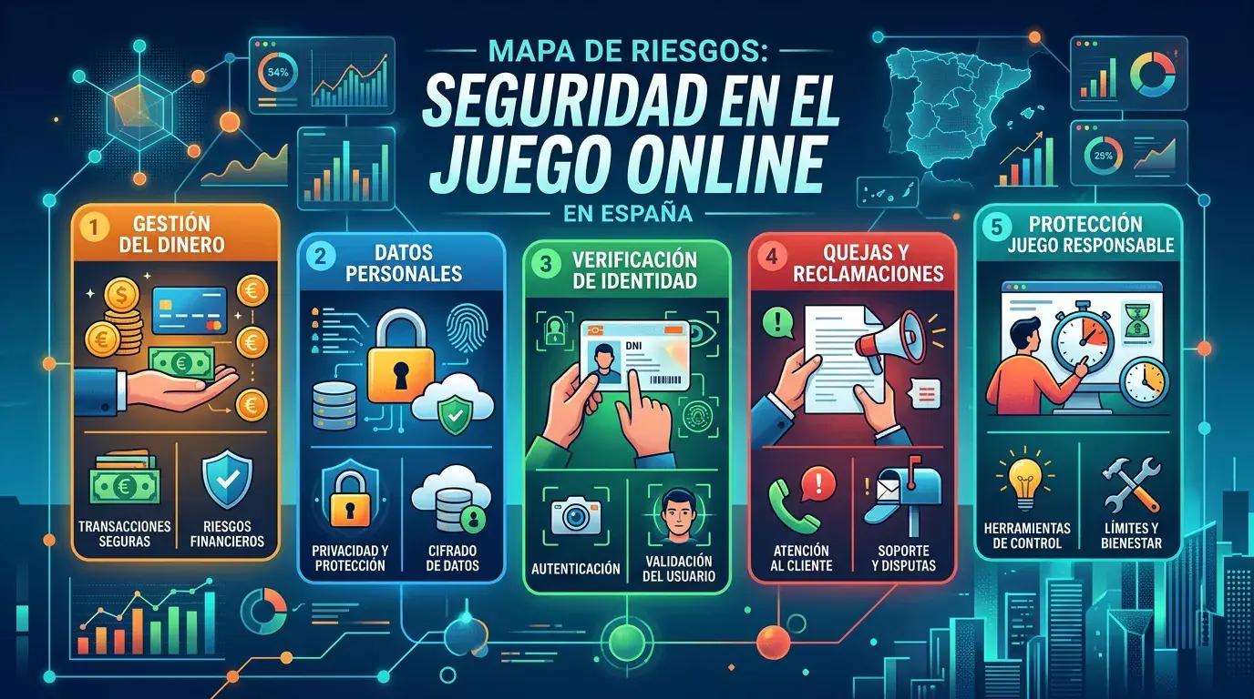 Mapa visual de riesgos sobre dinero, datos personales y protección del jugador